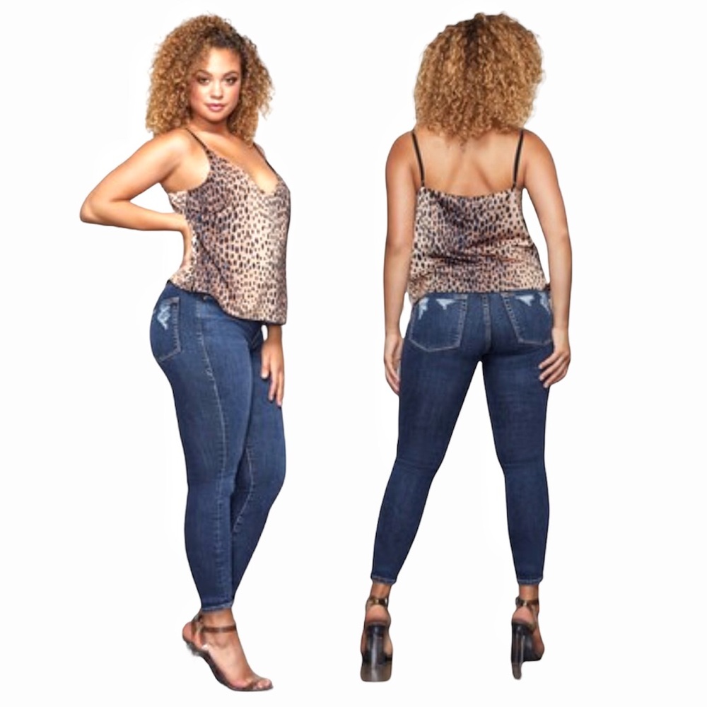 Good American Good Legs Crop Jeans Blue 345 Distressed Sz 18
